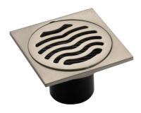 Трап мат. хром  100х100 выход 50мм верт., решетка, сухой затвор (нерж,/сталь) MAGNUS